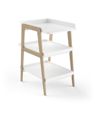 Table a langer TSUGA - Bois massif et MDF - L.58 x P.71,1 x H.101,2 cm - Pour matelas 50x70 cm - Blanc mat