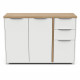 Enfilade ACCESS - 3 portes + 2 tiroirs - Décor chene Hamilton et Blanc  - L 121,5 x P 39,6 x H 85,6 cm - DEMEYERE