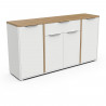 Enfilade ACCESS - 4 portes + 1 tiroir - Décor chene Hamilton et Blanc - L 160,7 x P 39,6 x H 85,6 cm - DEMEYERE