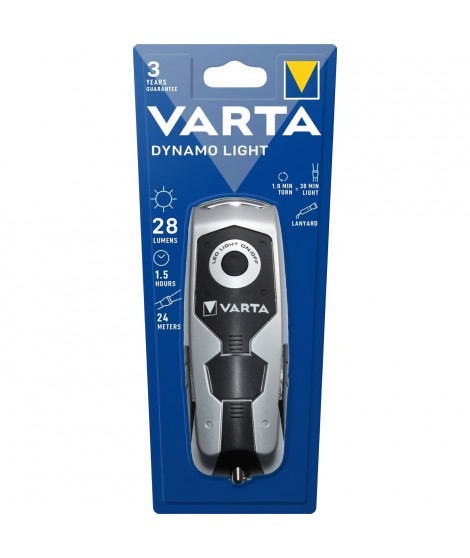 Torche-VARTA-Dynamo Light-28lm-Dynamo-LED performantes-IPX4-Autonome-manivelle-Lampe de secours