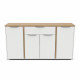 Enfilade ACCESS - 4 portes + 1 tiroir - Décor chene Hamilton et Blanc - L 160,7 x P 39,6 x H 85,6 cm - DEMEYERE