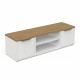 Banc TV ACCESS - 2 Portes + 1 Niche - Décor chene Hamilton et blanc - L 134,8 x P 39,6 x H 39,1 cm - DEMEYERE