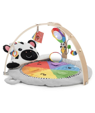 BABY EINSTEIN Zen's Activity Milestones tapis d'éveil avec barre en bois, jouets multisensoriels, des la naissance