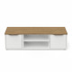 Banc TV ACCESS - 2 Portes + 1 Niche - Décor chene Hamilton et blanc - L 134,8 x P 39,6 x H 39,1 cm - DEMEYERE