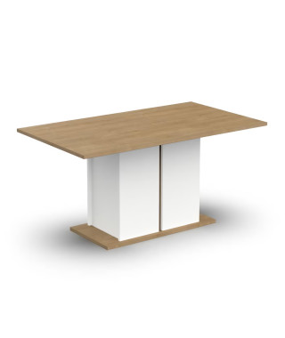 Table a manger seule ACCESS - 6 personnes - Décor chene Hamilton et blanc - L 160 x P 78 x H 90  cm - DEMEYERE