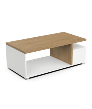 Table basse rectangulaire ACCESS - 3 Niches - Décor chene Hamilton et blanc - L 91,8 x P 50 x H 36 cm - DEMEYERE