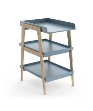 Table a langer TSUGA - Bois massif et MDF - L.58 x P.71,1 x H.101,2 cm - Pour matelas 50x70 cm - Bleu orage