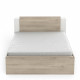 Lit adulte LIFE 2 personnes - 140X190/200 - Rangements - Décor Chene et blanc - DEMEYERE - Fabriqué en France