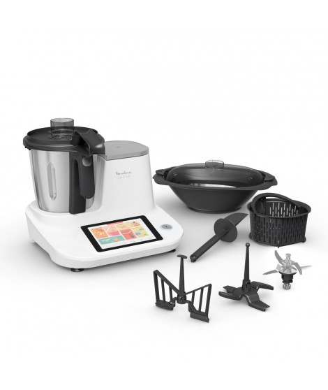 MOULINEX Robot cuiseur avec balance cuisine, 1400 W, 3.6 L, 32 fonctions, 10 programmes, Ecran numérique, Click & Cook HF506110