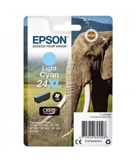 EPSON Cartouche d'encre T2435 XL Cyan Clair - Eléphant  (C13T24354012)