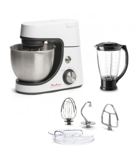 MOULINEX Robot pâtissier + Blender 1,5 L, Bol 4,6 L, 8 vitesses + Pulse, Kit pâtisserie complet, Masterchef Gourmet YY5170FG