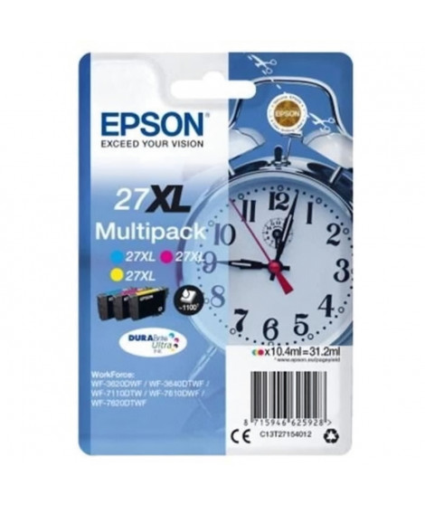 EPSON Multipack 27 XL -  Réveil - Cyan, magenta et jaune (C13T27154022)