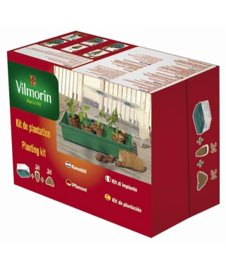 VILMORIN Kit serre rigide + 24 godets fibre de coco 6cm + 24 pastilles de fibre de coco compressée - L38 x H24 x l18 cm