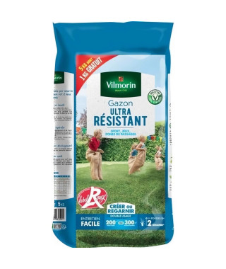 VILMORIN Gazon ultra résistant Label rouge 5kg dont 1 kg gratuit