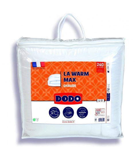 Couette 220x240 cm DODO LA WARM MAX - chaude - 100% Polyester - 2 personnes - blanc