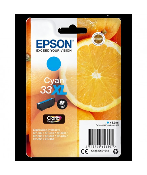 EPSON Cartouche d'encre T3362 XL Cyan - Oranges (C13T33624012)