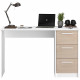 Bureau ESSENTIEL PARISOT 3 tiroirs - Décor chene et blanc - L 121,2 x P 55 x H 74,5 cm - Fabriqué en France