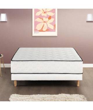 DEKO DREAM Détente Ensemble matelas + sommier 140 x 190 cm - Ressorts - 7 zones - 27 cm - Équilibré