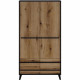 Armoire HEKA 2 portes + 4 tiroirs - Décor noir et chene - L100 x P50 x H180 cm - Fabriqué en Espagne