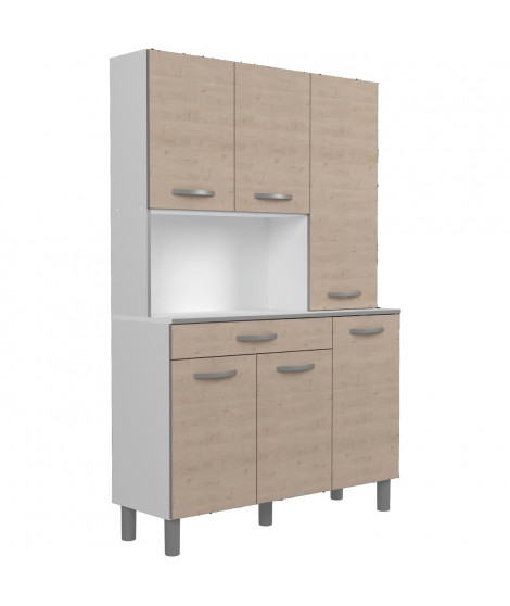 OSLO Buffet de 120 cm - 1 Tiroir et 6 Portes - L 120 x P 40 x H 185 cm - Coloris Chene