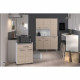 OSLO Buffet de 120 cm - 1 Tiroir et 6 Portes - L 120 x P 40 x H 185 cm - Coloris Chene