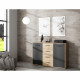 Buffet PILVI - Style contemporain - Particules mélaminé - Décor Chene et noir - 2 portes + 4 tiroirs - L 122,6 x P 34,2 x H 8…