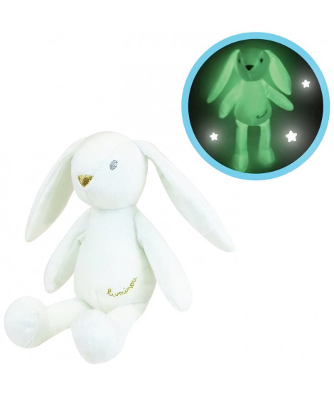 JEMINI Luminou Lapin blanc Peluche lumineuse naturelle fonctionne sans pile+/- 20 cm