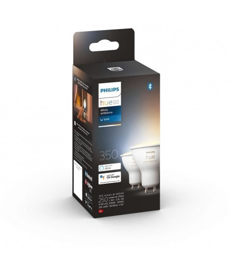 PHILIPS Hue White Ambiance Ampoules LED connectées GU10 Compatible Bluetooth - Pack de 2