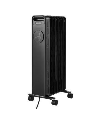 Radiateur électrique bain d'huile 1500W OCEANIC - 3 puissances - Thermostat électronique - Télécommande - Mobile - Noir