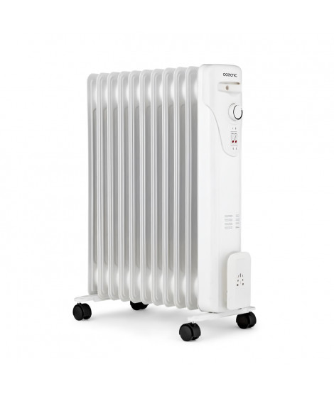 Radiateur électrique bain d'huile 2500W OCEANIC - 3 puissances - 11 éléments - Blanc - Mobile