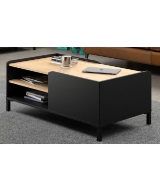 Table basse Gami - Décor châtaigner et noir - L 106 x P 60 x H 42 cm - AMSTERDAM