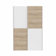 Armoire 2 portes coulissantes - Panneaux de particules - Blanc mat et décor chene - L 120 x P 61,2 x H 190,5 cm - OZZULA