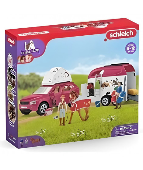 SCHLEICH - Voyage en voiture avec remorque pour chevaux - 42535 - Gamme Horse Club