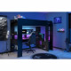 Lit mezzanine combiné enfant LED Gamer ONLINE - 90 x 200 cm - Noir mat - Sommier inclus - PARISOT