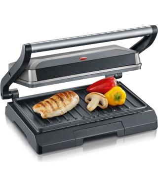 SEVERIN KG2394 Gril multifonction compact : viande - paninis - légumes - plaques anti-adhésives 23x14 -5 cm - récupérateur de…