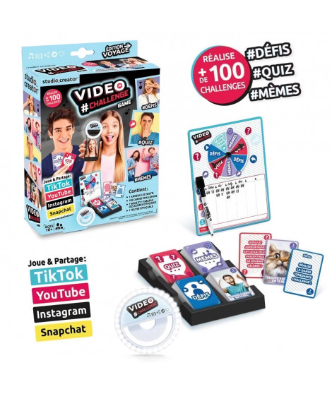 Jeu de quiz et memes - CANAL TOYS - Mini Vidéo Challenge - Anneau LED Selfie - Multicolore - 10 ans+