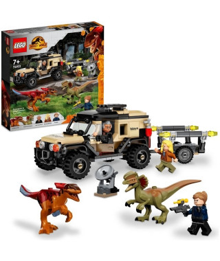 LEGO 76951 Jurassic World Le Transport du Pyroraptor et du Dilophosaurus, Dinosaures avec Buggy Tout-Terrain, des 7 Ans