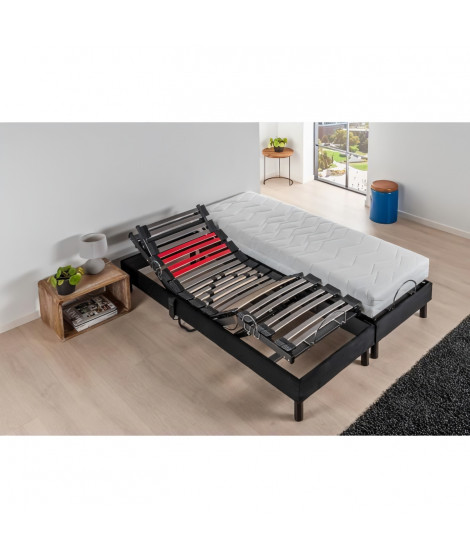 DEKODREAM Ensemble Relaxation Matelas mousse 2x90x200 cm + Sommier TPR electrique