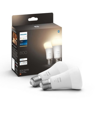 PHILIPS Hue White Ampoules LED connectées E27 - Compatible Bluetooth pack de 2