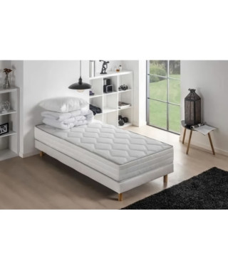 DEKO DREAM Pack pret a dormir MALIN Matelas + Sommier 90 x 190 cm + Couette + Oreiller