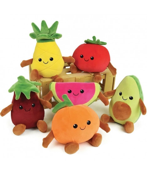 JEMINI Fruity 's cagette de 6 peluches toutes douces fruits et légumes +/- 17 cm