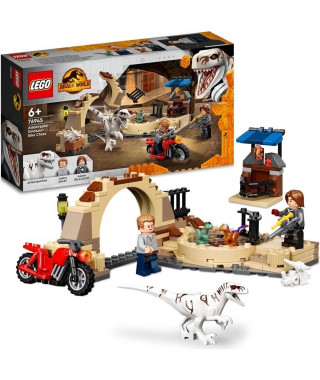 LEGO 76945 Jurassic World La Poursuite en Moto de l'Atrociraptor, Dinosaures, 2 Bébés Dinos et Minifigurines