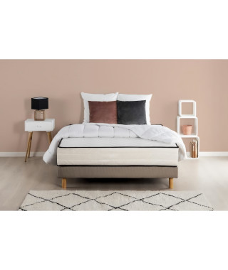 DEKO DREAM CONFORT Pack pret a dormir - Matelas + sommier 160x200 + couette + 2 oreillers - Mousse - 25 cm - 7 zones - Ferme