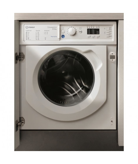 Lave-linge séchant encastrable INDESIT BIWDIL861484EU Push&Go - 8 / 6 kg - Induction - 1400 trs/min - Blanc