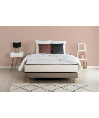 DEKO DREAM CONFORT Pack pret a dormir - Matelas + sommier 140x190 + couette + 2 oreillers - Mousse - 25 cm - Ferme