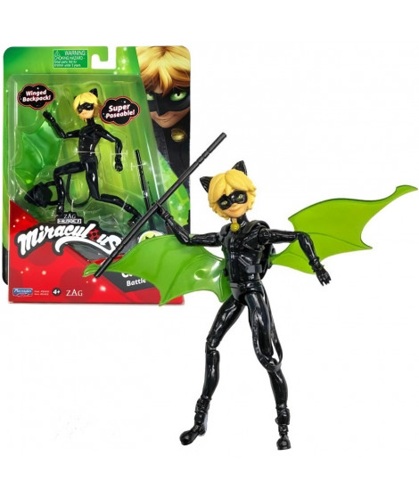 BANDAI Miraculous Ladybug - Mini-poupée 12 cm : Chat Noir et son équipement