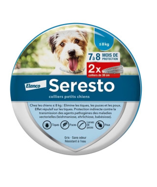 Seresto Chien Collier Anti-Puces et Anti-Tiques -8kg 2 unités