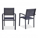 Lot de 2 fauteuils de jardin en aluminium assise textilene - 57 x 56 x 87 cm - Gris