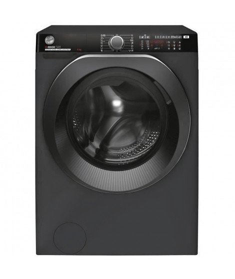 Lave-linge hublot HOOVER H-WASH 500 HWP48AMBCR/1-S - 8 kg - Induction - 1400 trs/min - Classe A - connecté - vapeur - Anthracite