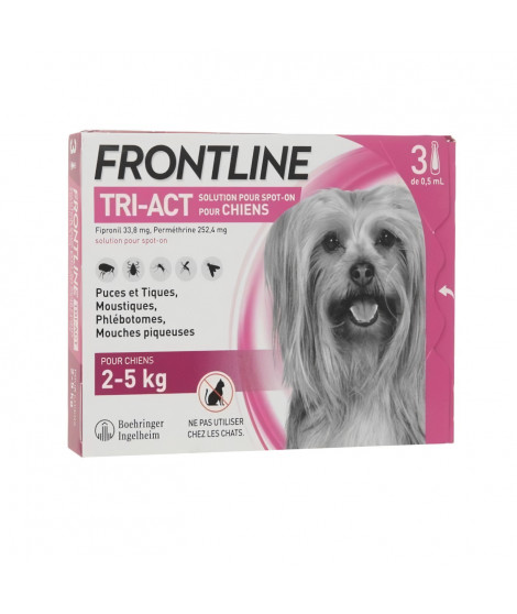 FRONTLINE 3 pipettes Tri-Act - Pour chien de 2 a 5 kg